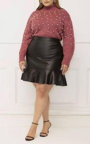 NWT Ashley Elements Faux Leather Skirt With Flounce Sz 16 1x plus Style k36358k