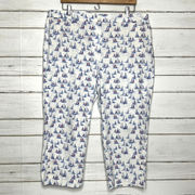 Talbots Sailboat Print Cropped Capri Pants Plus Size 16