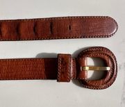 Vintage Embossed Leather Belt in Brown Size Medium