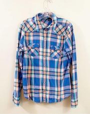 BKE Plaid Button Down Blue/Pink Long Sleeve Shirt