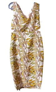 Gianni Bini Beckham Leaf Jacquard Cutout Sheath Dress Sz Medium