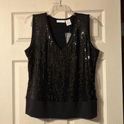 NWT Worthington Black Sequin Tank Top XL