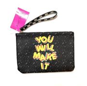 Betsey Johnson “YOU WILL MAKE IT” Graphic Phrase Design Pouch Wristlet S…