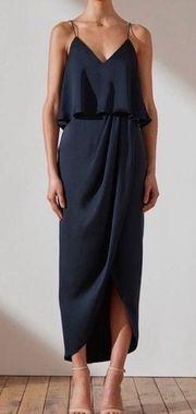 Shona Joy Luxe Cocktail Frill Dress (Sapphire) Size 4