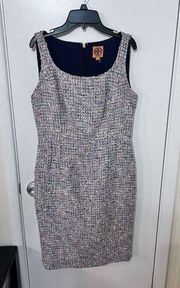 Tory Burch Women's Sleeveless Tweed Office / Business Mini Sheath Dress Gray Siz