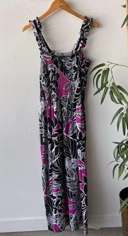 R&K Tropical Smocked Top Floral Printed Tropical Maxi Dress