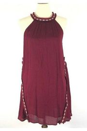 Anthropologie Moon River Boho Sleeveless Flowy Dress Maroon S Small