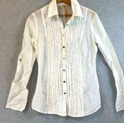 Bailey 44 fringe Women's White button down Lightweight  Shirt size 6 E0823