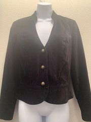 Lucky Brand Sz XS/S Black Velvet Jacket Blazer Equestrian Buttons Peplum