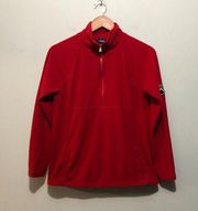 Chaps Long Sleeve Quarter Zip Fleece Sweatshirt Red Large