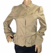 Marc Jacobs Short Fitted High Collar Beige Blazer Mutton Sleeves Size 6