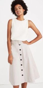 Madewell  Trench Belted Circle Skirt with Down Buttons in White Size 4