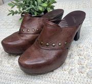 Dansko Women’s Rudy Brown Studded Leather Western Boho Retro Clog Mules 40 US 9