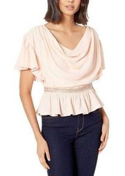 Bebe Drop Shoulder Peplum Top Pink