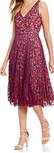 ANTONIO MELANI Floral Lace Dress Red And Blue Size 2 Retail $169