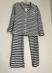 J CREW Dreamy  Cotton Pajama Set Stripe Sz XS Navy Ivory