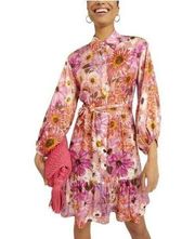 Rachel Parcell Fit & Flare Tiered Hem Shirt Dress- Floral- Pink Multi-10