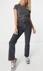 & Other Stories Crawford High Waisted Straight Leg Patchwork Jeans Washed Black