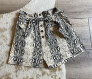 Snake Print Paperbag High Rise mom Shorts