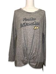 NWT Purdue Boilermakers Gray Long Sleeved Tee T-Shirt Top Front Twist Knot New