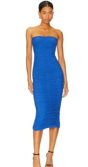 NOOKIE Zen Bodycon Ruched Midi Dress Periwinkle Blue Purple Womens Size Medium