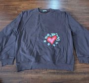 NEW  HEART BROWN SWEATSHIRT SZ LARGE L