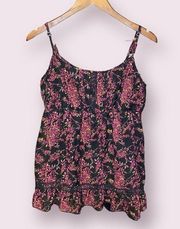 Lily Star Spaghetti Strap Babydoll Floral Blouse - size XL