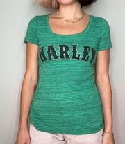 Harley Davidson Green Scoop Neck Top Blouse