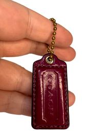 Burgundy Berry Patent Leather Hang Tag Y2K W/ Gold Ball Chain VGUC