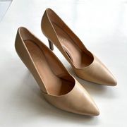 Franco Sarto Heels Allair Nude Point Toe Leather Size 8M Amara Classy Pump Shoes