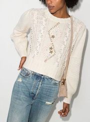 NEW LoveShackFancy Leni Cable Knit Floral Sweater