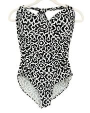 Tommy Bahama Womens Halter Neck Ikat Printed One Piece Swimsuit Size 12