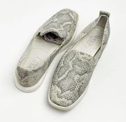 FRANCO SARTO Gray Embossed Snakeskin Slip On Loafer Sneaker, Size 7.5