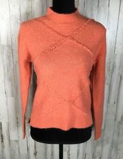 Abound Knit Stitch Design Sweater Pullover Coral XL NWT