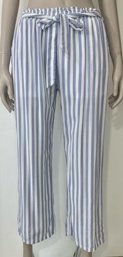 HYFYVE White & Blue Striped High Waisted Casual Pants