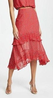 Keepsake Womens Moonshine Polka Dot Ruffle Tiered Chiffon Midi Skirt Size Small