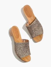 Madewell The Evelyn Women’s Slide Clog in Spotted Calf Hair Wooden Mules 7.5