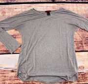 BKE Red Women Grey Long Sleeve Casual T-Shirt Size Small Stretch Round Neck