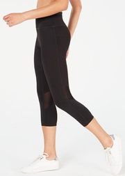 Performance Moisture Wick Black Mesh Crop Leggings