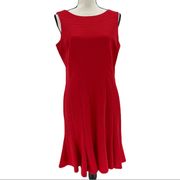 Gabby Skye Sleeveless Red Pleated Hem Dress Size 8