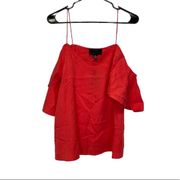 Blaque Label Red Sleeveless Off the Shoulder 100% Tencel Blouse Size L