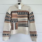 A.L.C Tate Fair Isle Wool Silk Alpaca Blend Turtleneck Sweater Size Large NWT