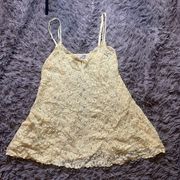 Vintage Y2K  yellow sheer lace cami sz L