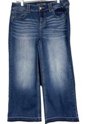 Maurices Women's Blue Wide-Leg Jeans Denim Cotton Raw Hem Pocket Size 9/10