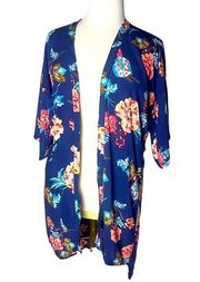 Do everything In love Anthro Womens Kimono/Cover Up Blue Floral OS Fits‎ Most