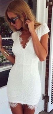 White Backless Lace Dress