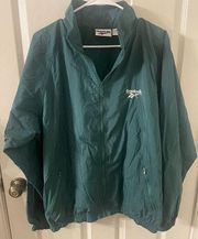 Vintage  Green Zip Up Nylon Windbreaker Pull Out Hoodie Adult Size Medium