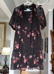 Pretty  Floral Babydoll Tiered Dress Sz M