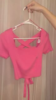 Boutique Pink Top with an Open Back 