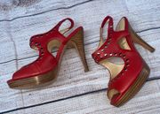 Nanette Leopard Studs red Heels. Size 7.5